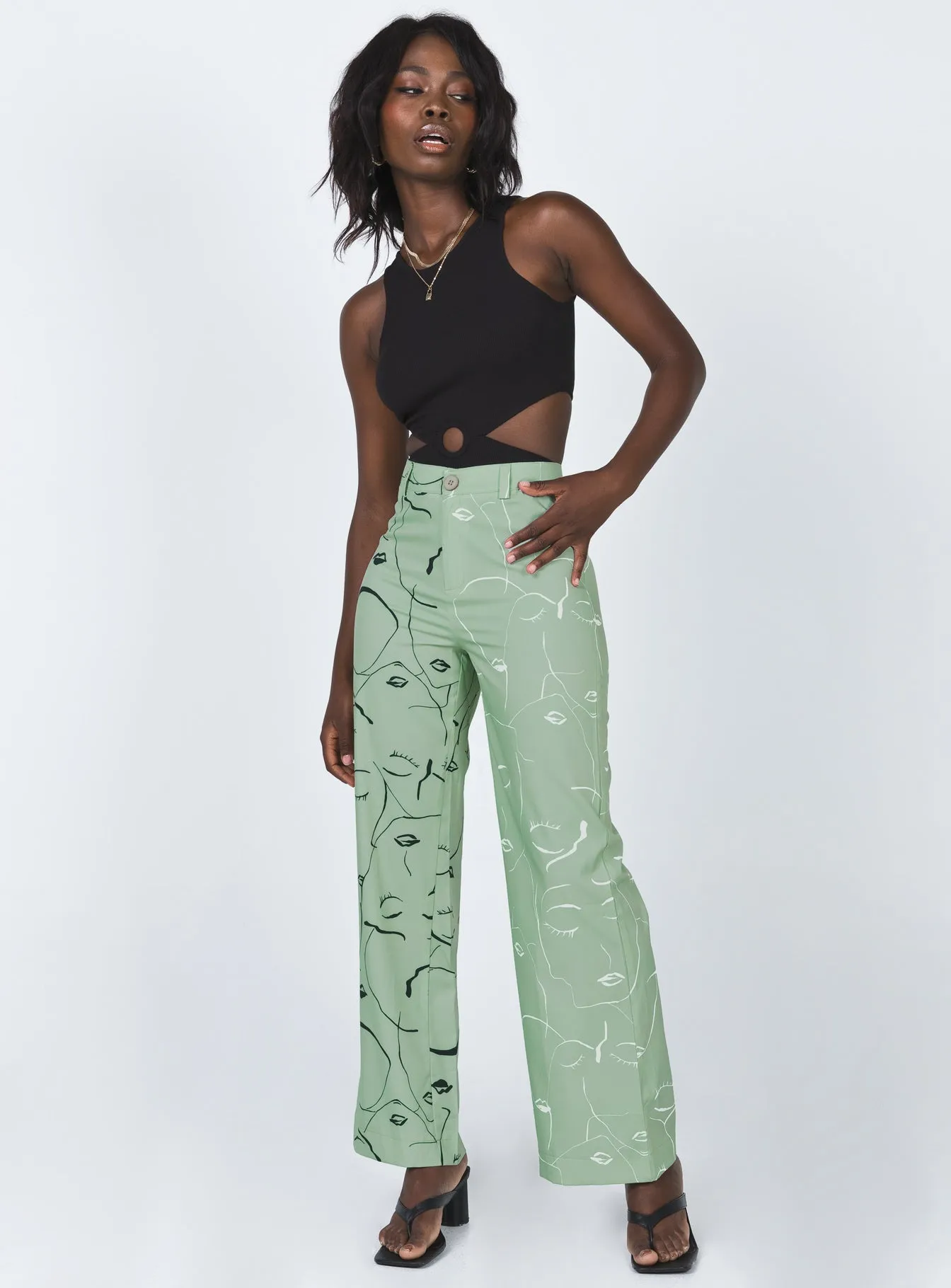 Face It Pants Green Soft Texture