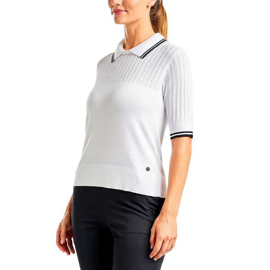 Nivo Women's Vy Sweater Golf Polo Shirt - White Casual Skirt Regular Fit