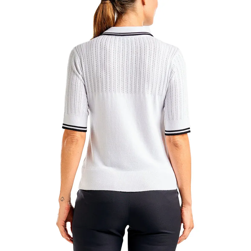 MultiPurposePockets Nivo Women's Vy Sweater Golf Polo Shirt - White