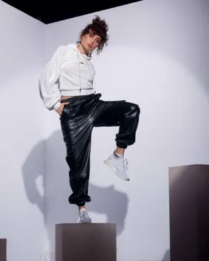 Cargo Pants Lined leather - BLACK ElasticFree Cuffs