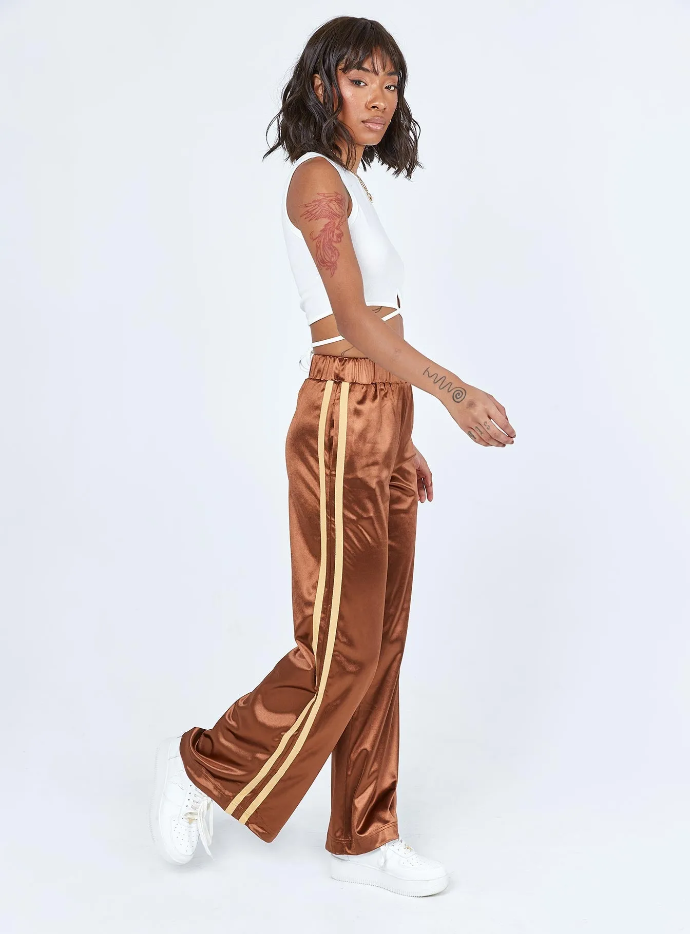 Dave Trackpants Brown ReinforcedBeltLoops DurablePolyester