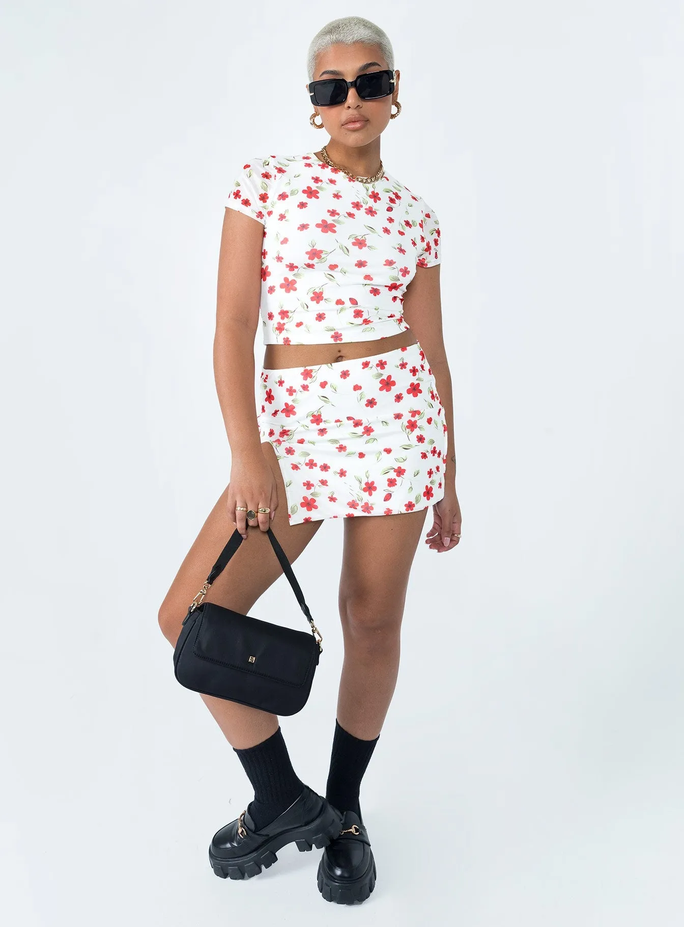 Bold Move Top White Floral Layering Piece