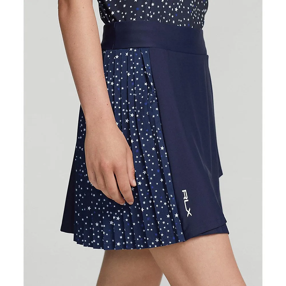 Tear Resistant RLX Ralph Lauren Women's Side Pleated Aim Skort 17" - French Navy Summer Night Stars