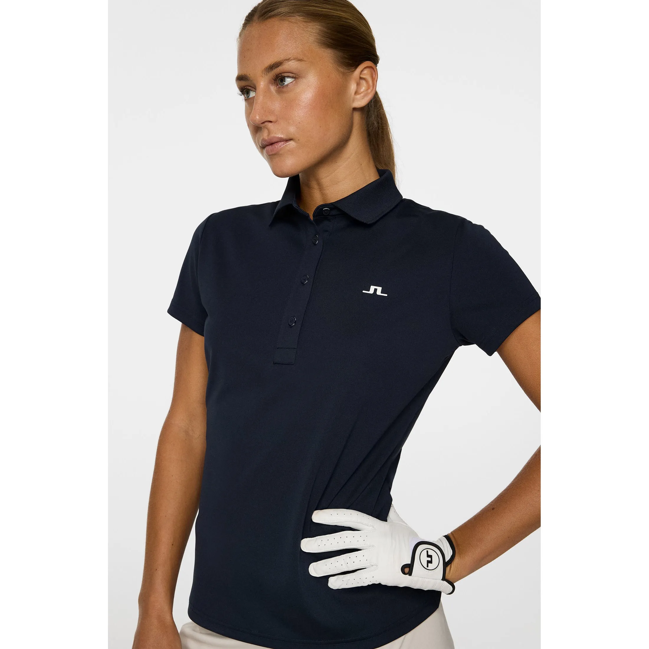 J.Lindeberg Women's Cassie Golf Polo Shirt - JL Navy ChafeFree Design Wonder Fit