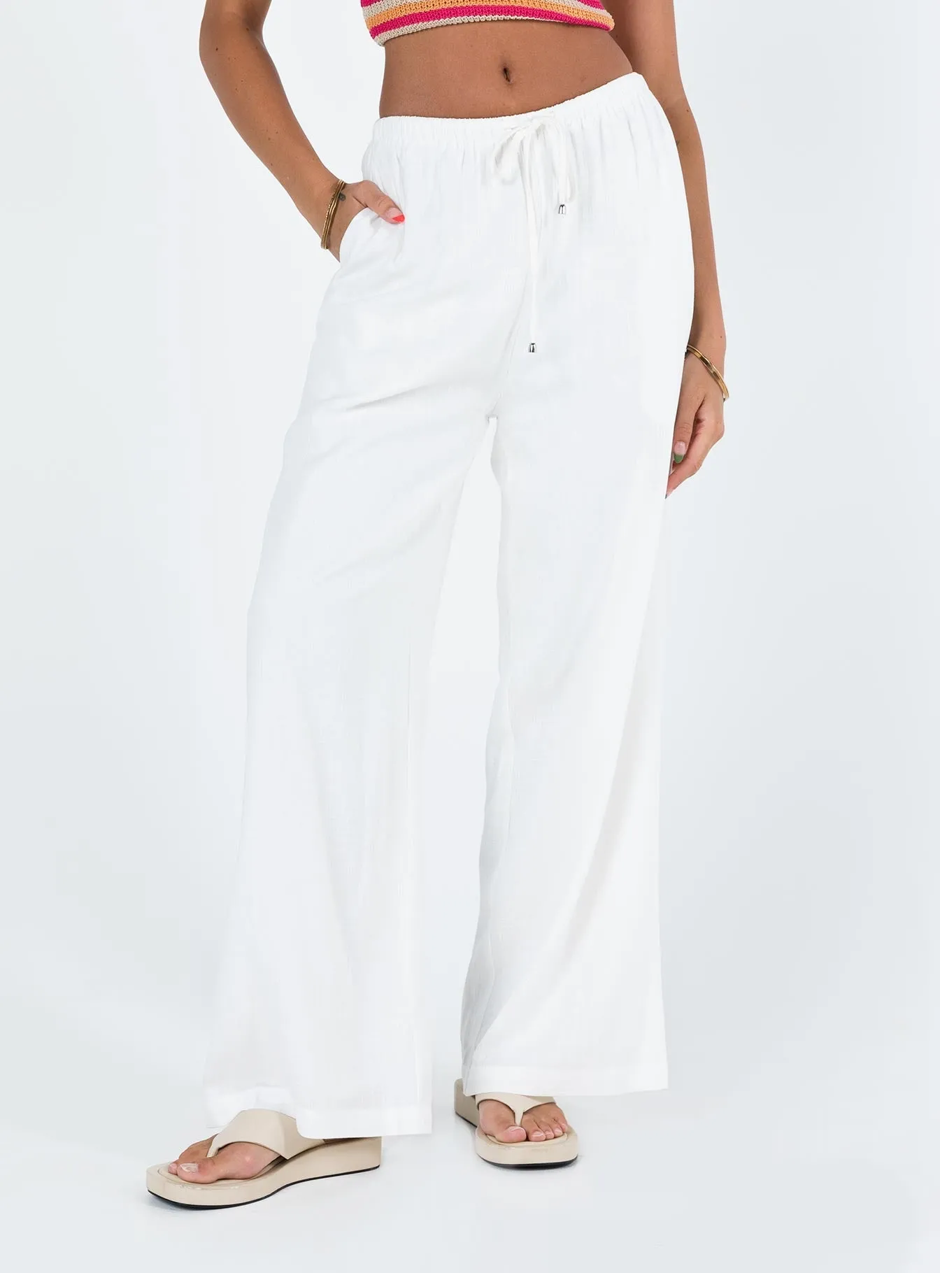 Ogilvie Linen Blend Pants White Petite Layered Style