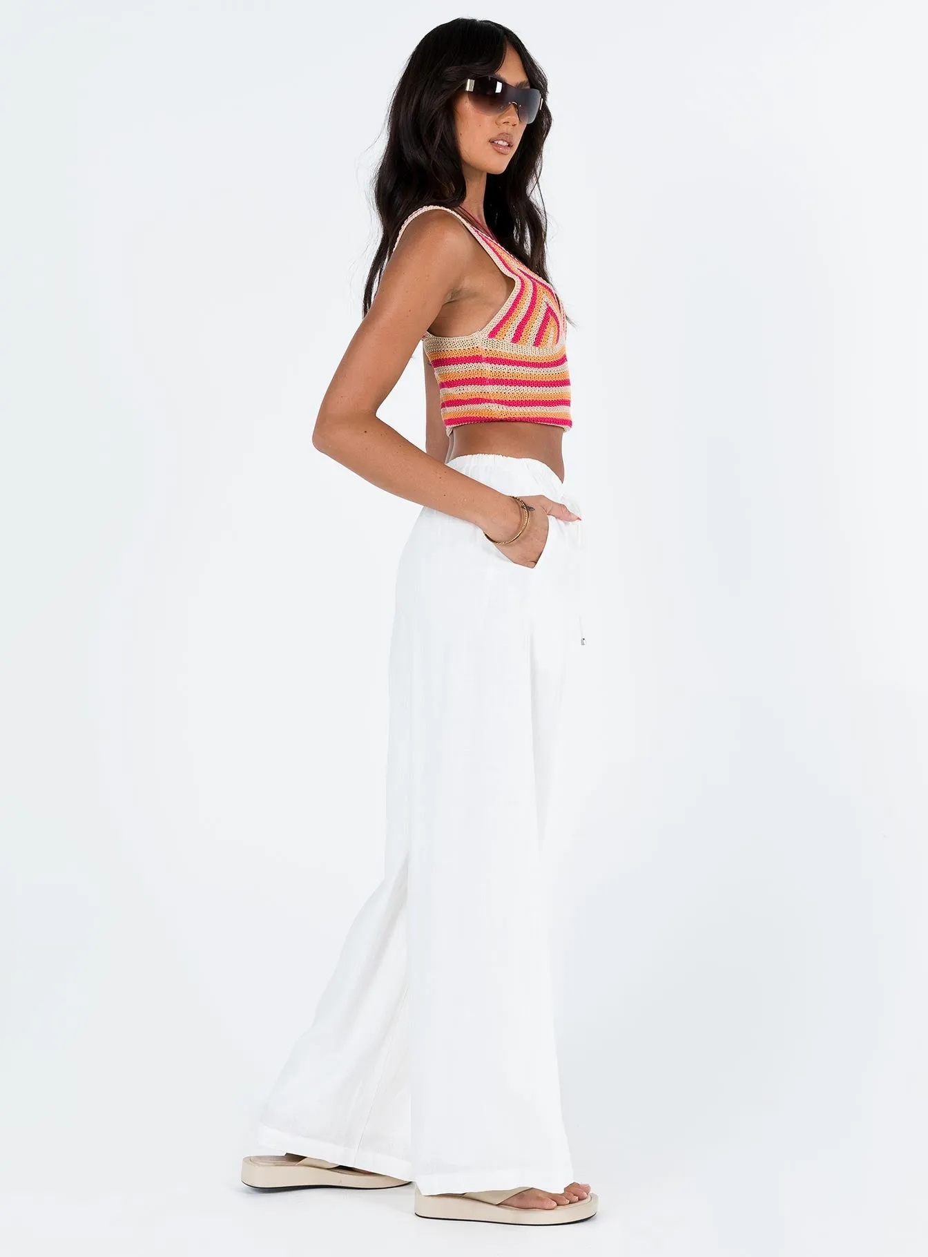 Casual Vibes NonSlipGrip Ogilvie Linen Blend Pants White Petite