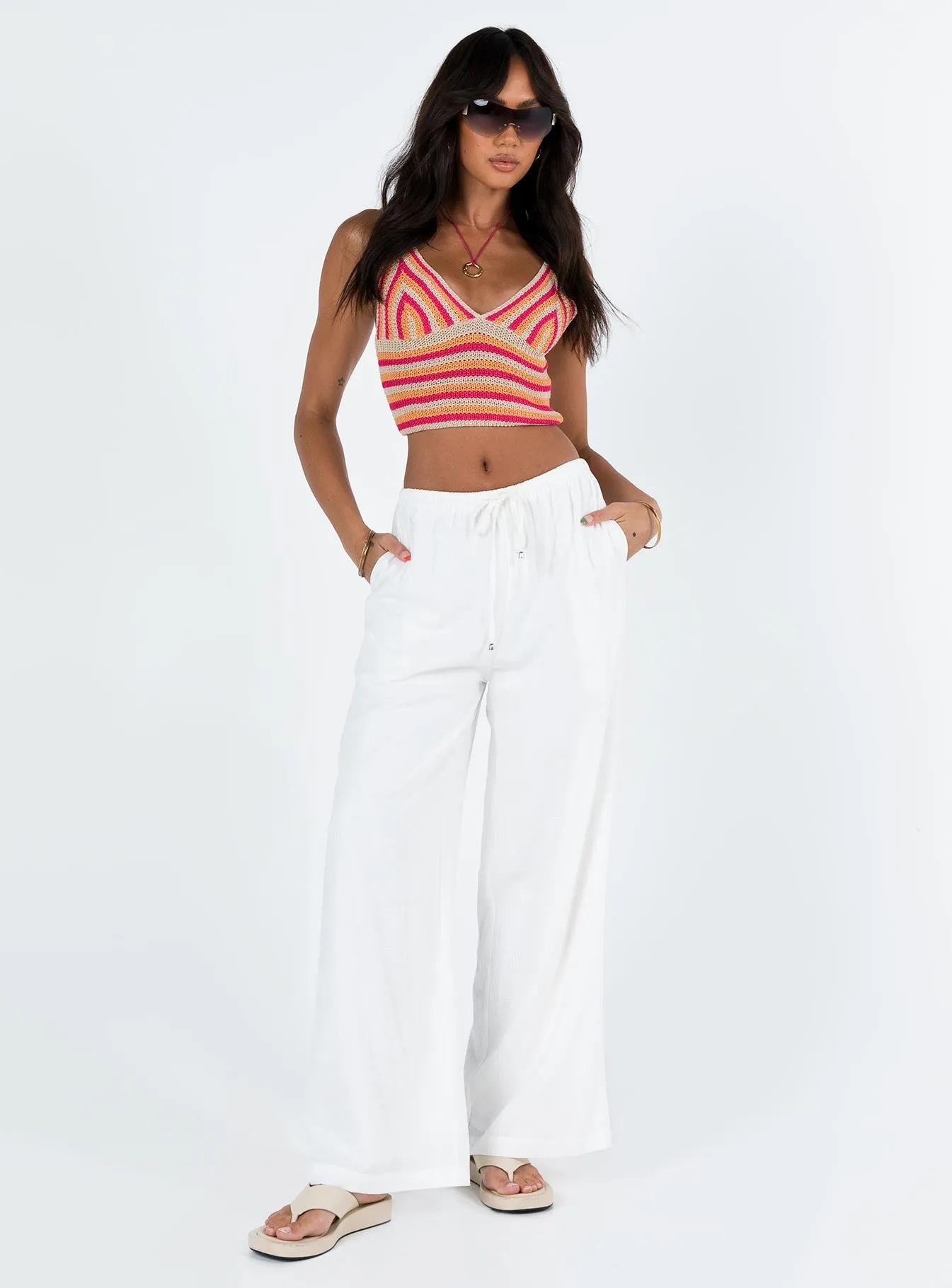 Ogilvie Linen Blend Pants White Petite Comfort Flex Daily Motion