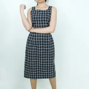 Clean Chic Women'a A-Line Plaid Dress,White/Black