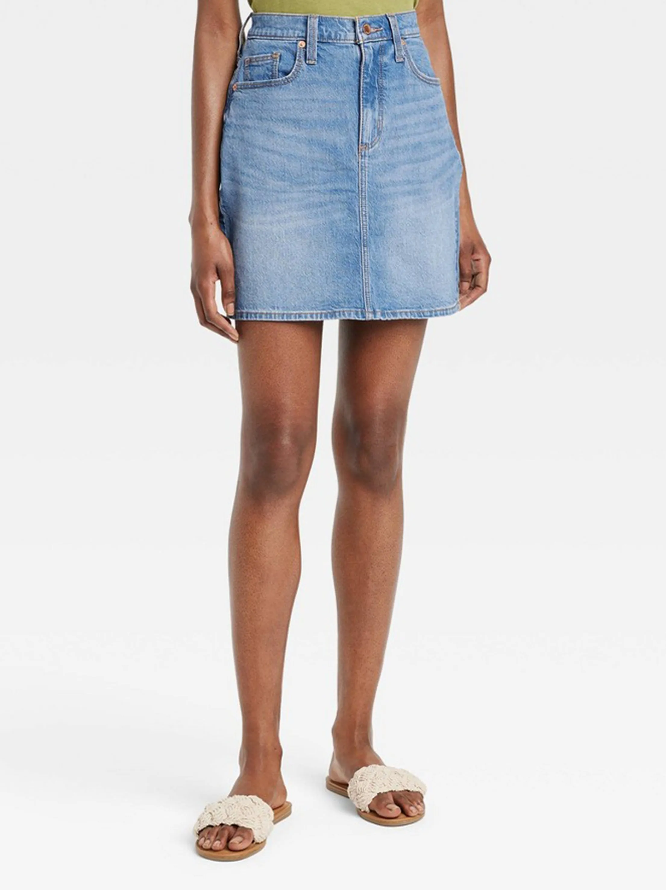 Chill Vibe Non Irritating Edges Women's Washed Denim Skirt,Light Blue