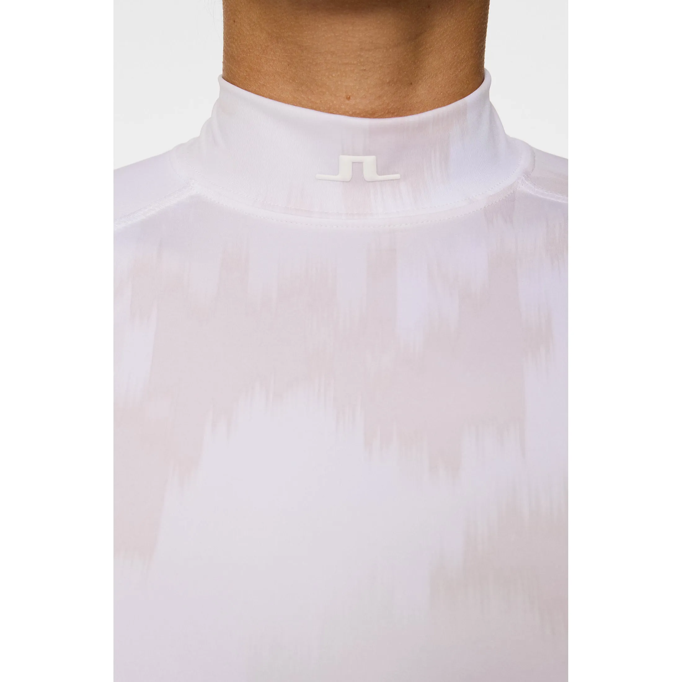 Practical Shorts J.Lindeberg Women's Ella Print Compression Golf Shirt - Warp Grey Lilac