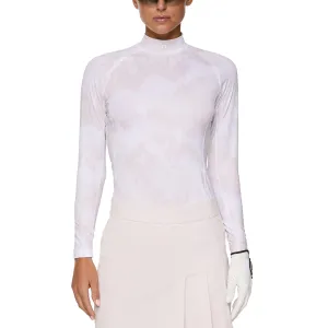 Breath Skin UVProtection J.Lindeberg Women's Ella Print Compression Golf Shirt - Warp Grey Lilac