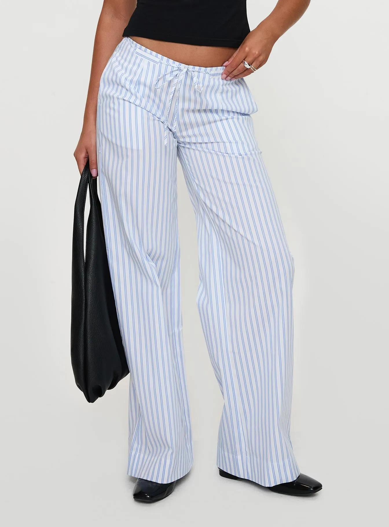 Collied Low Rise Pants Blue / White Stripe AdjustableTabs Flexibility Fit