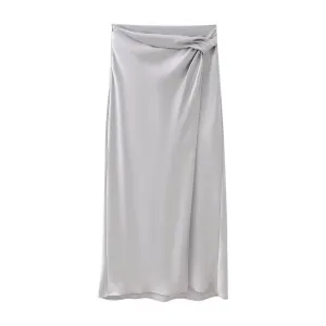 Lightweight and Breezy Women's Silk Satin Top Bow Tie Midi Dress