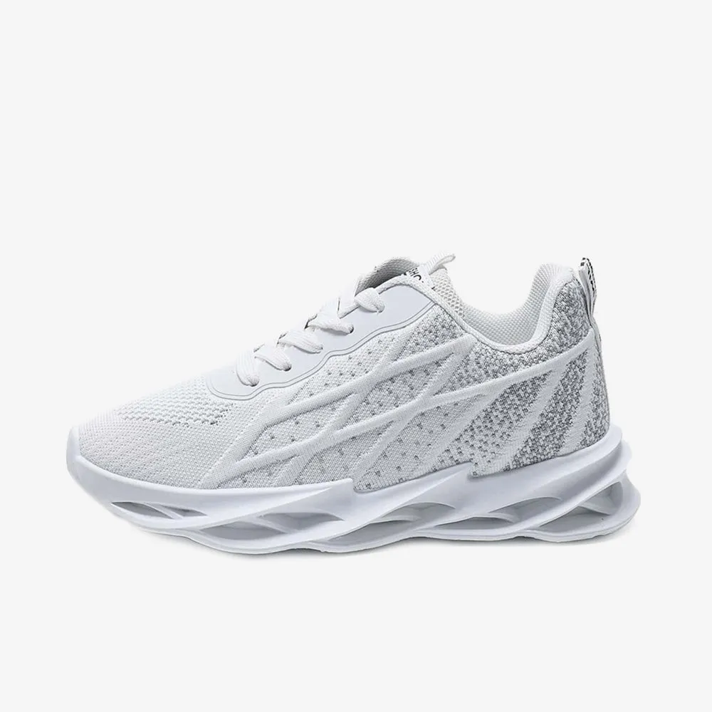 Geometric Lace-Up Sneakers Comfort Outsole Low Impact Design