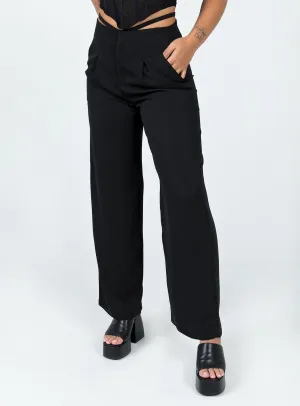 Trendy Comfort Relaxed Waist Cudal Pants Black