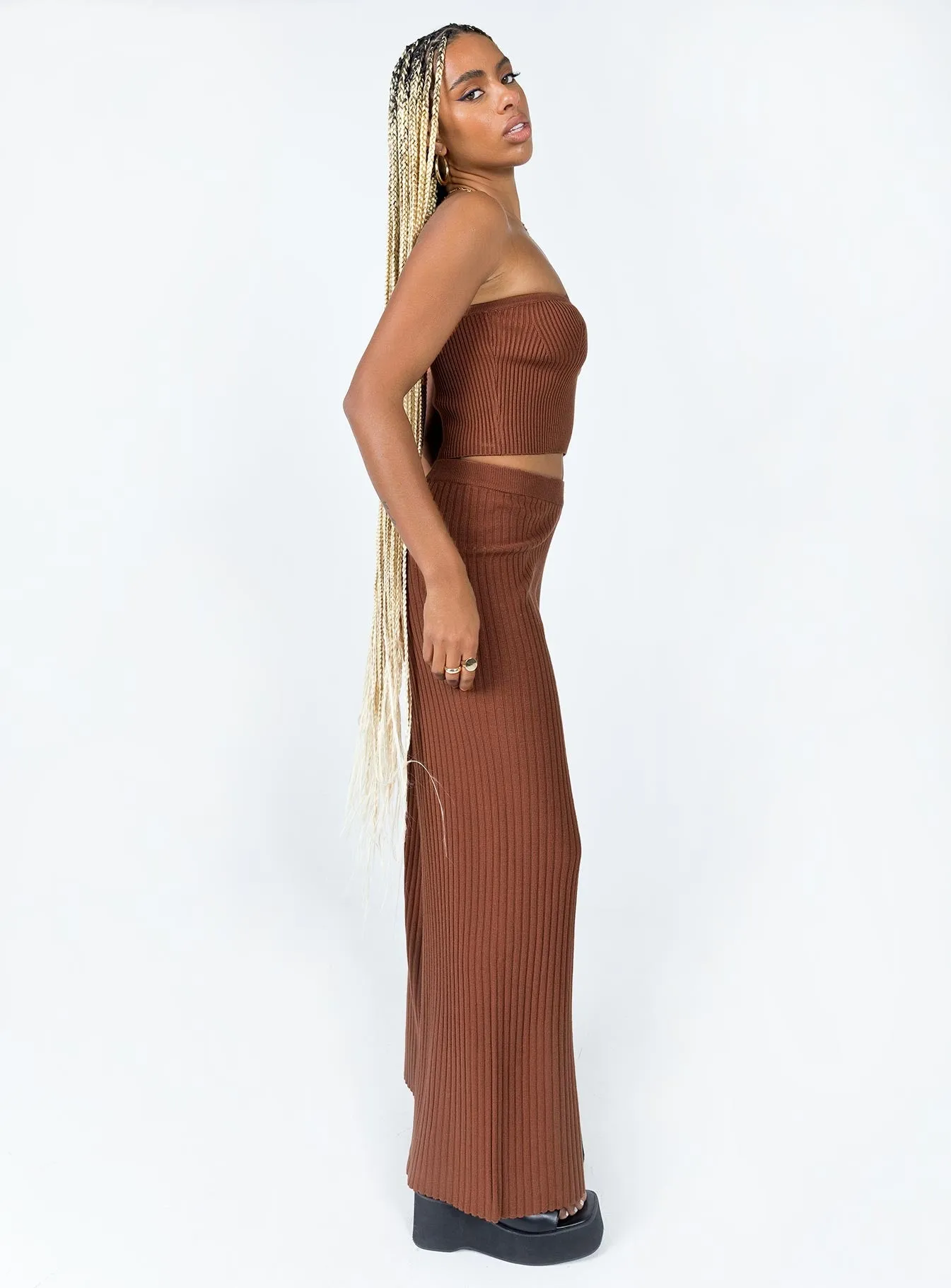 No Chafe Stretchable Fabric Kylie Set Brown