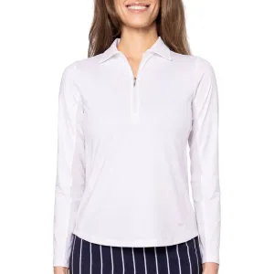 Golftini Women's Cool Girl Long Sleeve Golf Polo Shirt - White Smart Wear