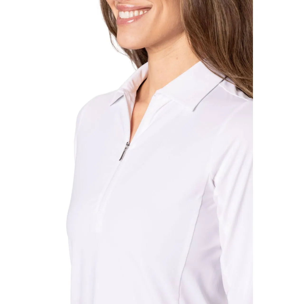 Golftini Women's Cool Girl Long Sleeve Golf Polo Shirt - White Soft Inner Lining