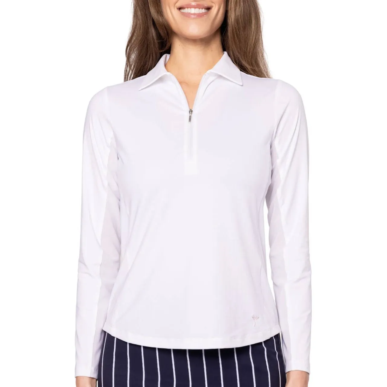 Golftini Women's Cool Girl Long Sleeve Golf Polo Shirt - White Smart Wear