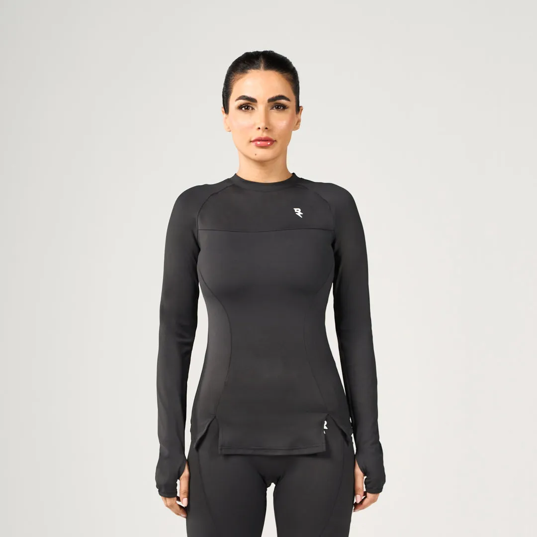 Performance Long Sleeves Tee - Black Solid Color Autumn coziness
