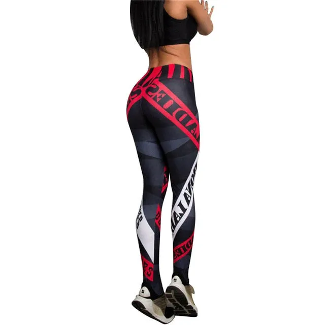 Stylish Stretch Compression Support Evening Walk High Waist Print Patchwork Running sportwear