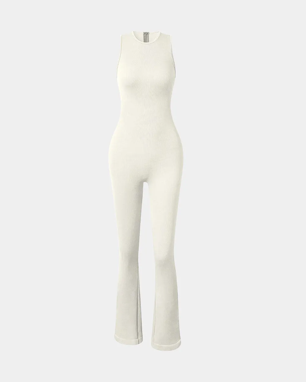 Dinner Relax Crew Neck Sleeveless Bell Flare Jumpsuits