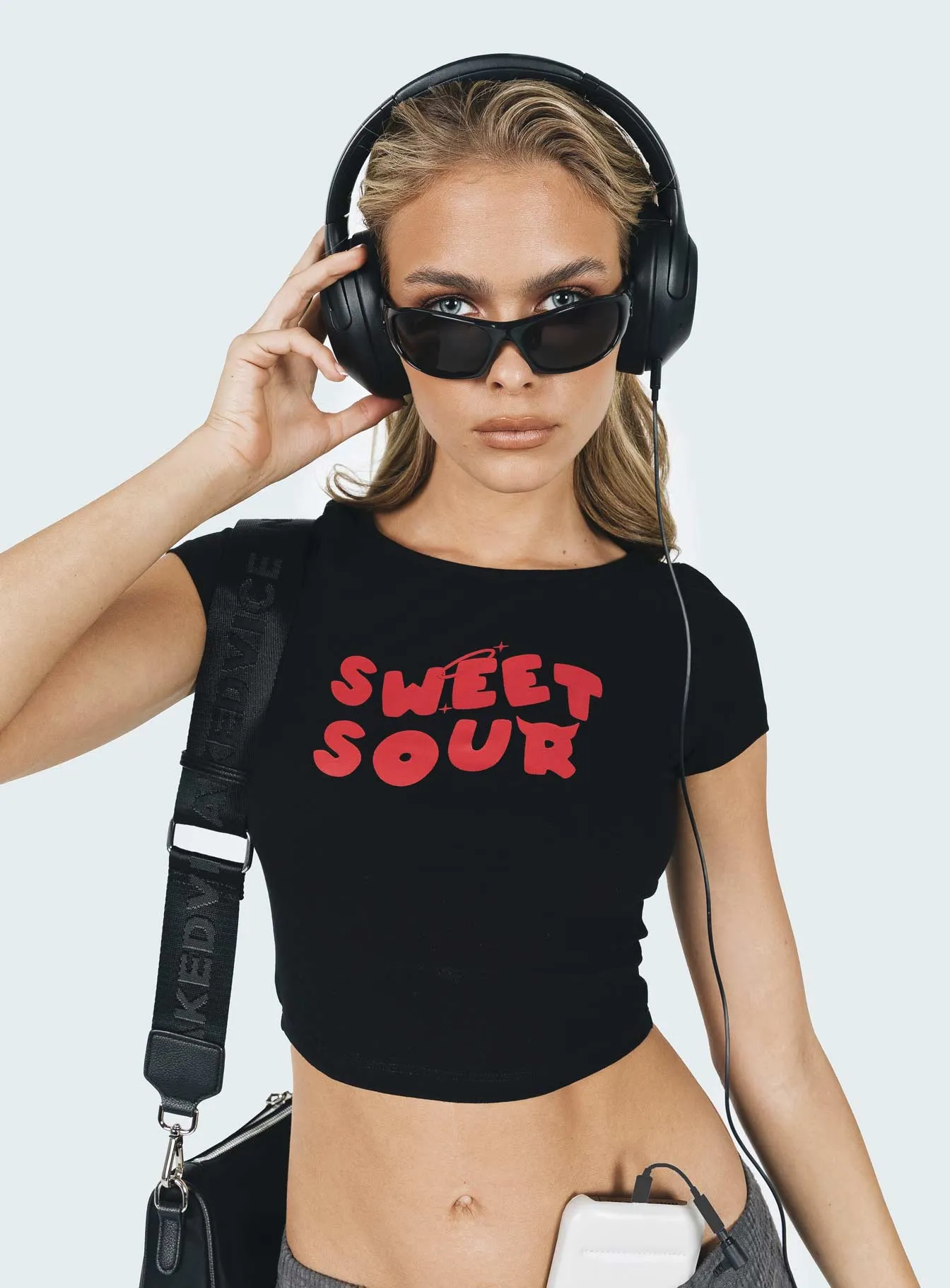Sweet N Sour Tee Black / Red Casual Flex Slim Fit Design