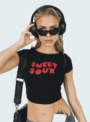 Sweet N Sour Tee Black / Red Casual Flex Slim Fit Design