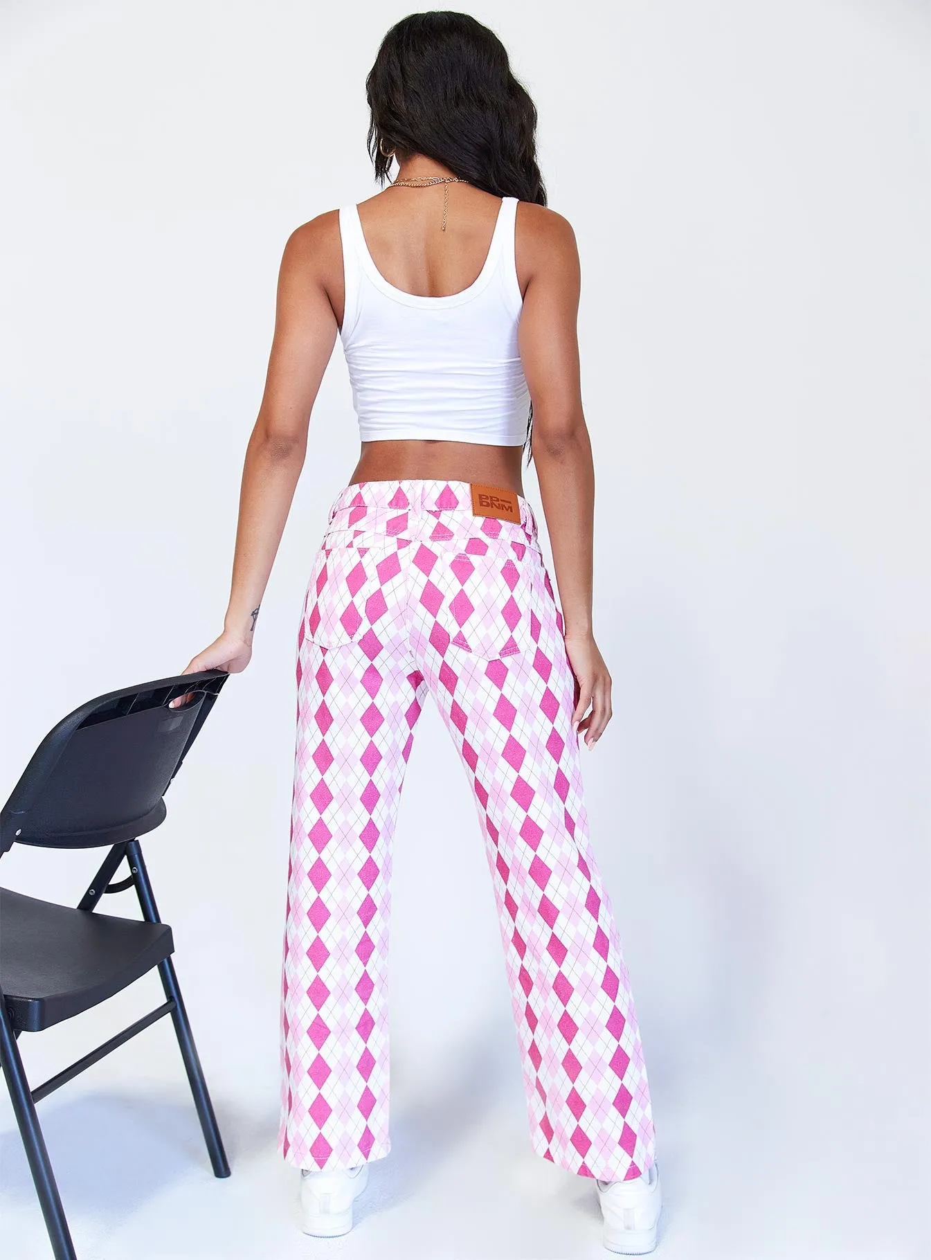 Natural Movement Zoey Argyle Straight Leg Pant Pink