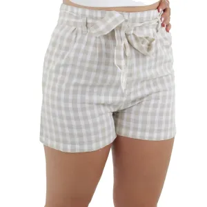 camisole Women's Belted Plaid Short,Beige