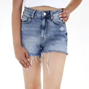 Women's Ripped Denim Mini Short,Light Blue linen option