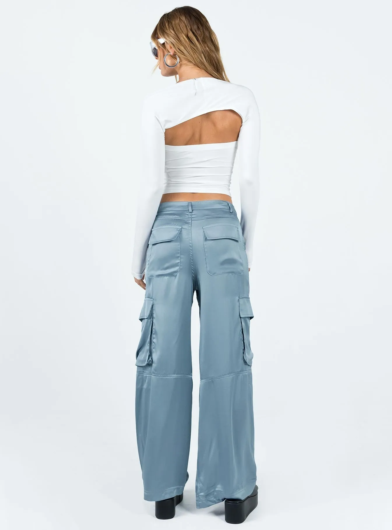 Zora Satin Cargo Pant Blue QuickDryTechnology