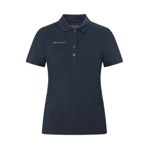 Rohnisch Women's Nicky Golf Polo Shirt - Micro R Check Navy WrinkleResistant Finish Casual Blouse