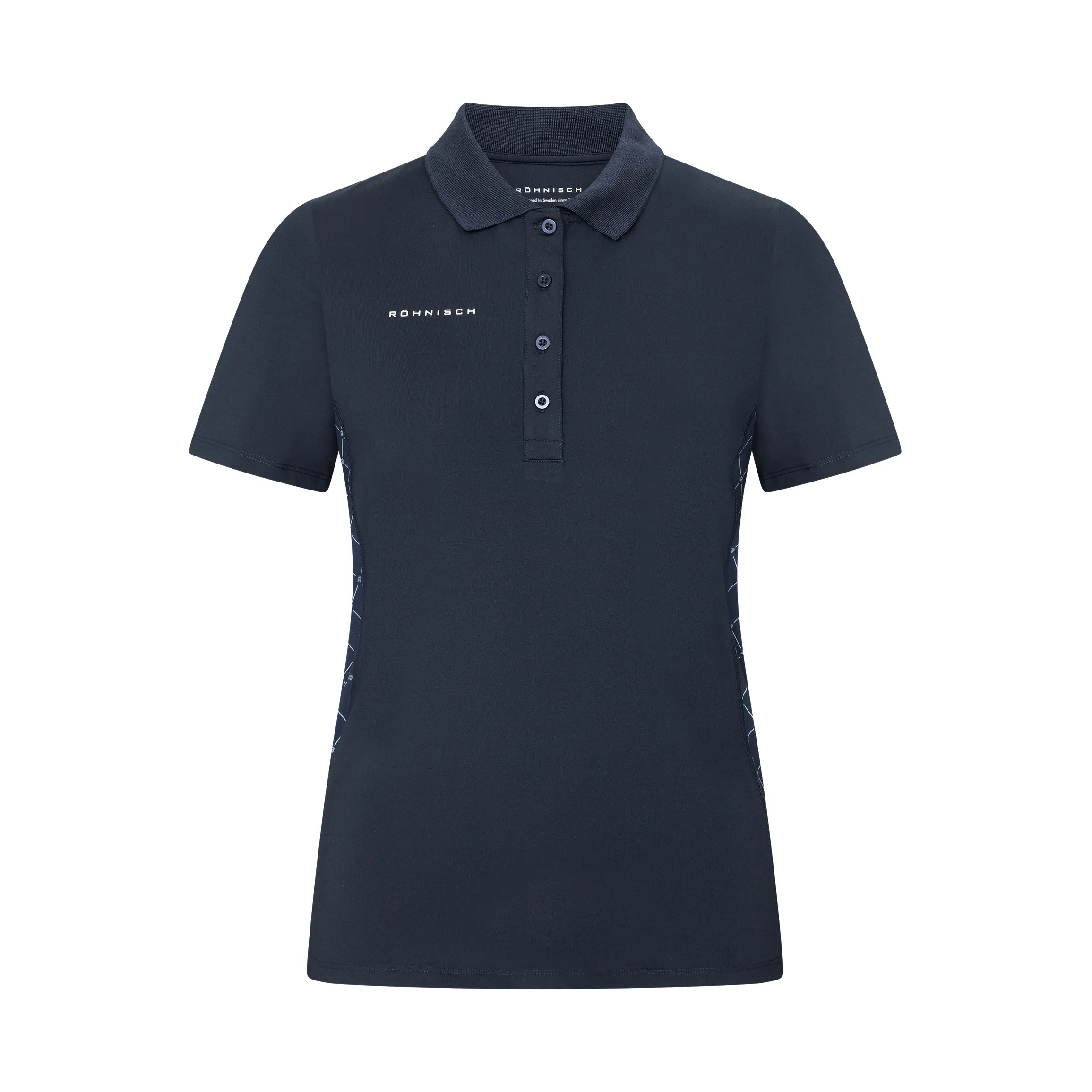 Rohnisch Women's Nicky Golf Polo Shirt - Micro R Check Navy WrinkleResistant Finish Casual Blouse
