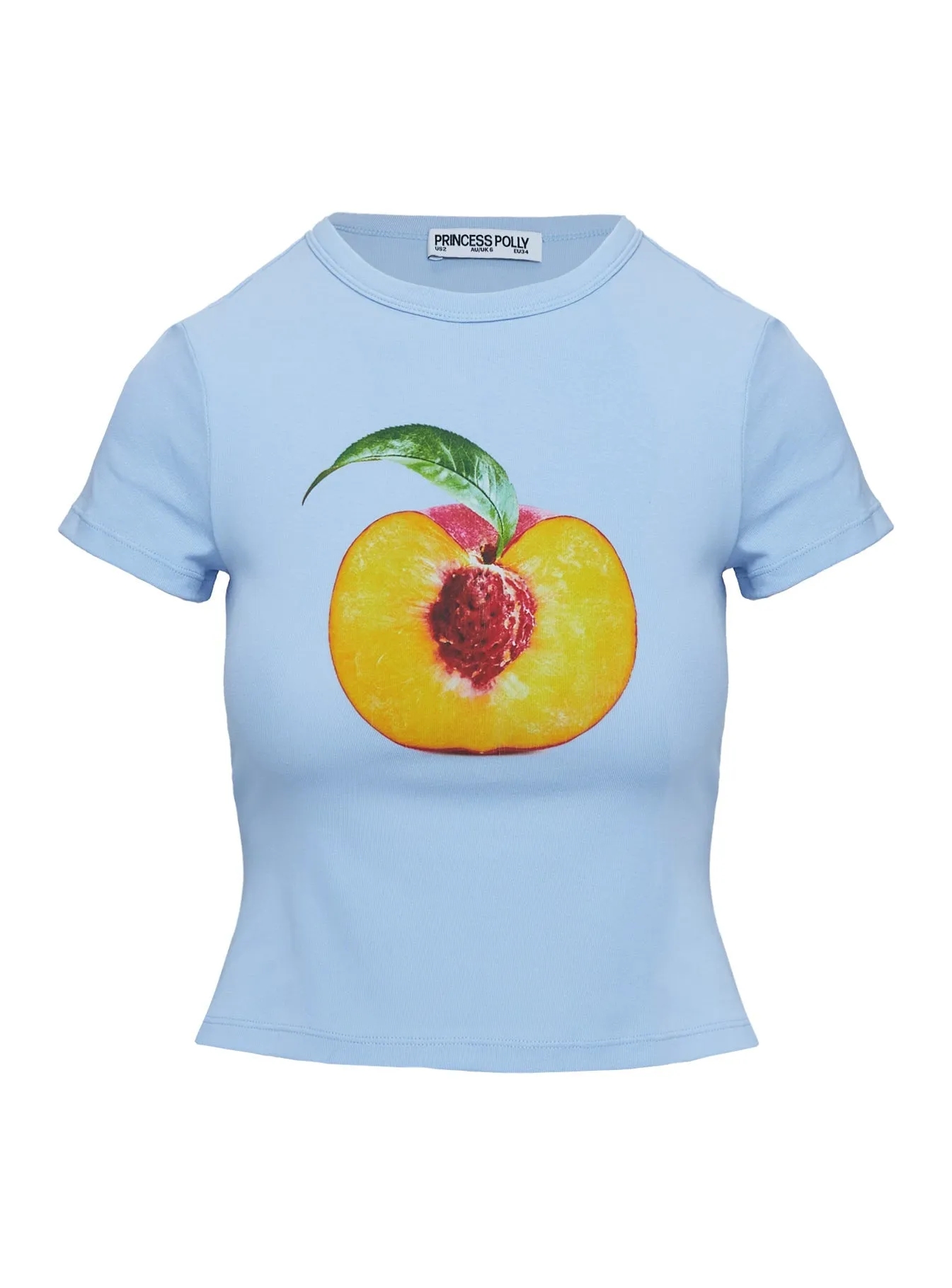 Peachy Baby Graphic Top Blue Outdoor Outfit Style Reinforced Neckline