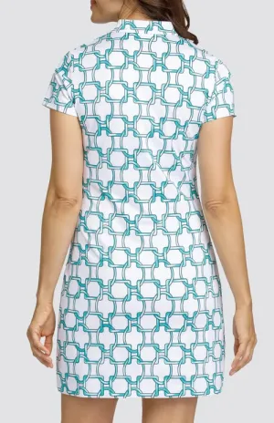 New Tail Activewear Harianna Short Sleeve Golf Dress -Savannah Links MSP$117 Lace Fine Light Wear
