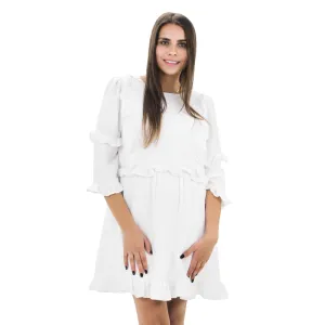 Women's Flare Mini Dress,White Long Sleeve Urban Ready