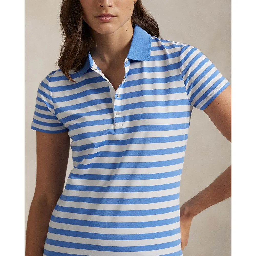 RLX Ralph Lauren Women's Printed Airflow Polo Shirt - Summer Blue/Ceramic White Hypoallergenic Fibers Sustain Glow