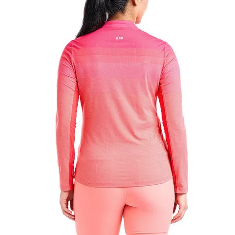 WaterRepellentSurface Airtight Zipper Nivo Women's Lolita UV Long Sleeve Mock Neck Golf Shirt - Cherry