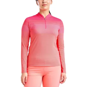 Nivo Women's Lolita UV Long Sleeve Mock Neck Golf Shirt - Cherry Red Flash Lightweight clothing