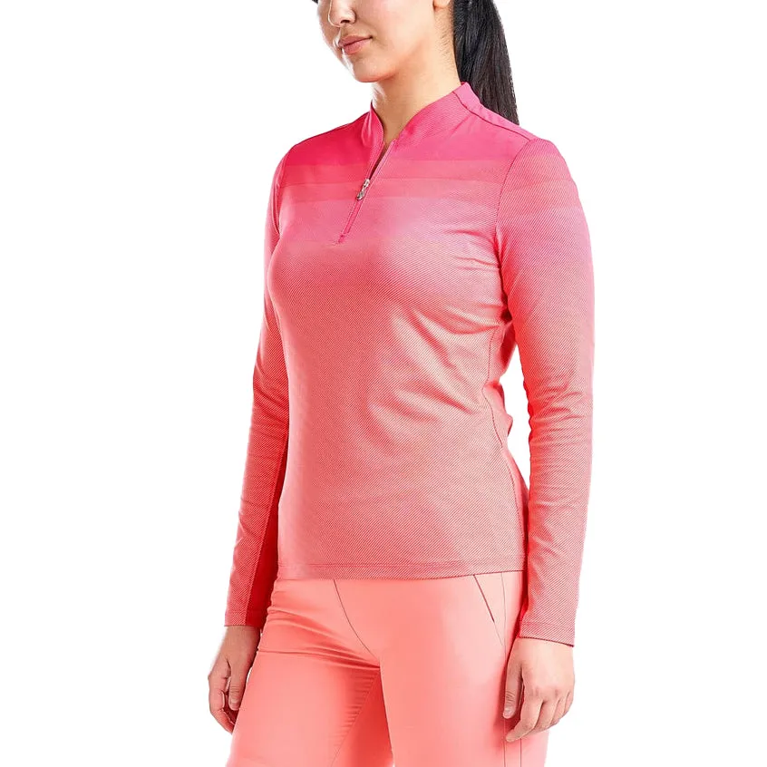 Ergonomic Cut Effortless Design Nivo Women's Lolita UV Long Sleeve Mock Neck Golf Shirt - Cherry