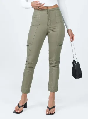 In Line Straight Leg Cargo Pants Green Tapered leg All terrain