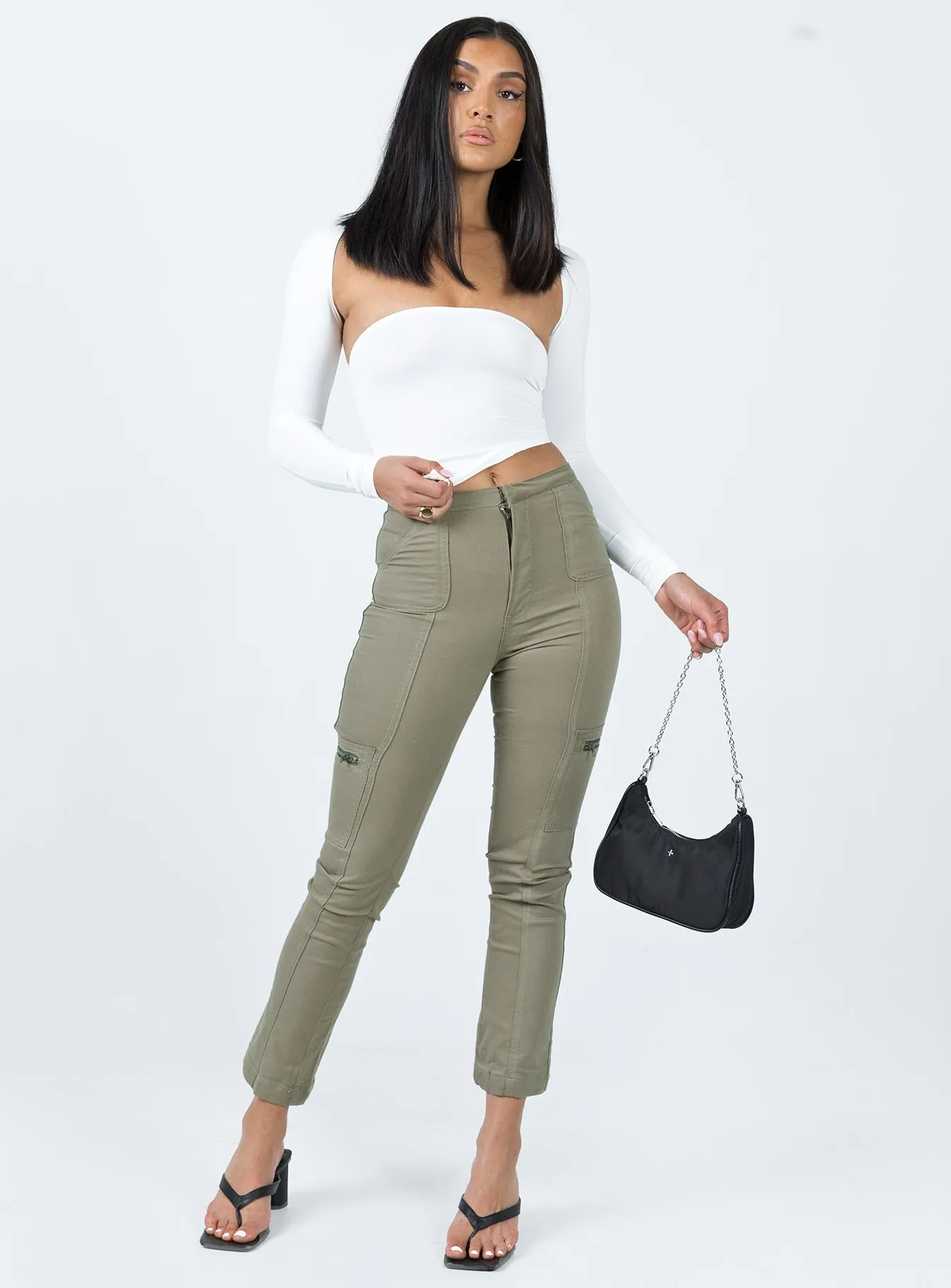 In Line Straight Leg Cargo Pants Green Outdoor Fit Modern Fit