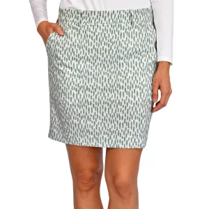 Mini length Modern Cut KJUS Women's Ice Skort Print 16.5" - Silver Fog/Sage Green