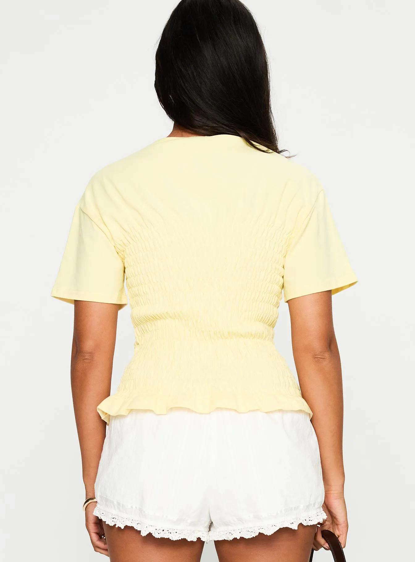 Modern Layering Smooth Seam Technology Maybe Tomorrow Ruched Top Lemon