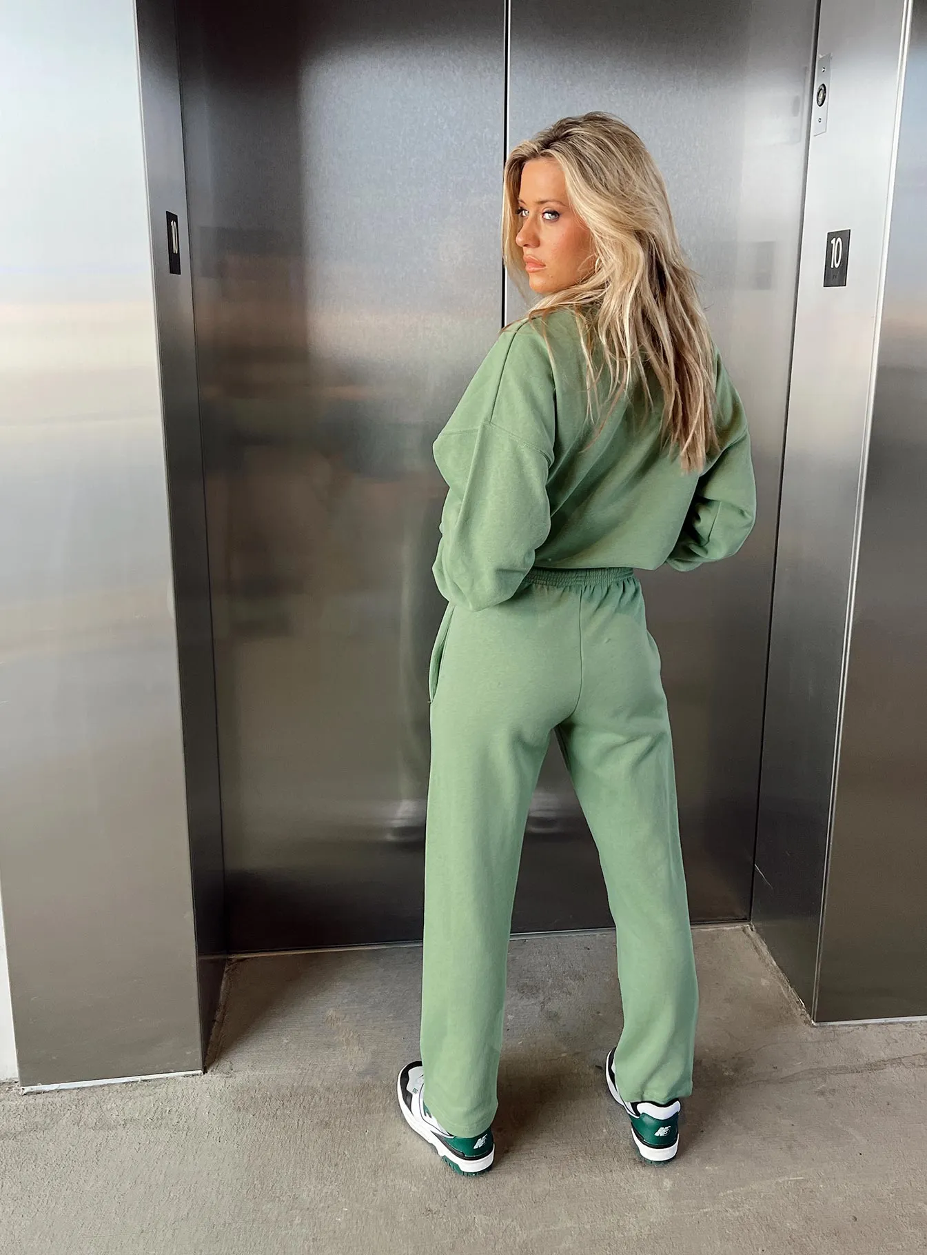 Arya Straight Leg Track Pants Green SeamlessPocketDesign