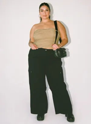 Recycled Polyester Fallout Mid Rise Cargo Pants Black Curve