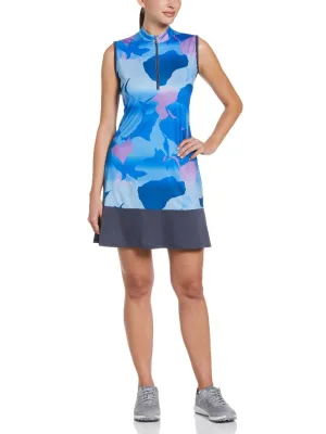 New Callaway Women's Abstract Gradient Print Golf Dress- Blue Sea Star MSP$104 Edge Detail
