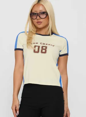 Sporty Layer Non Toxic Printing Mon Cherie Tee Porcelain