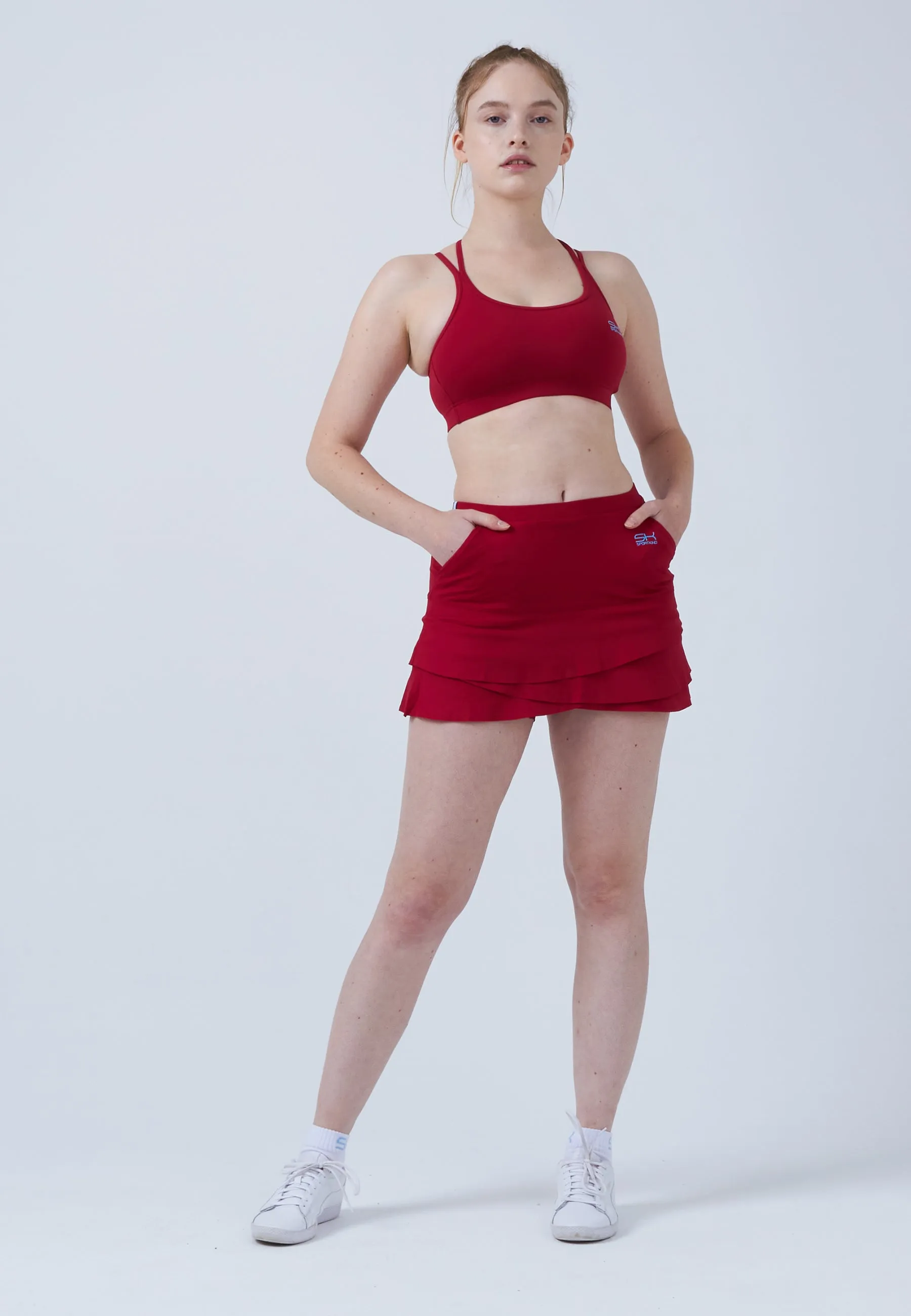 Tulip Tennis Skort with pockets, bordeaux red Contoured Waist